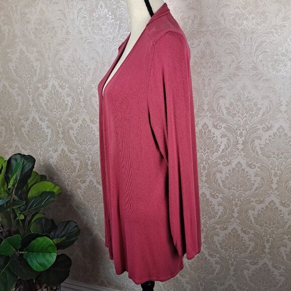 J Jill Size Large Missy Wearever Collection Pink Long Sleeve Cardigan Open Front - Picture 5 of 11
